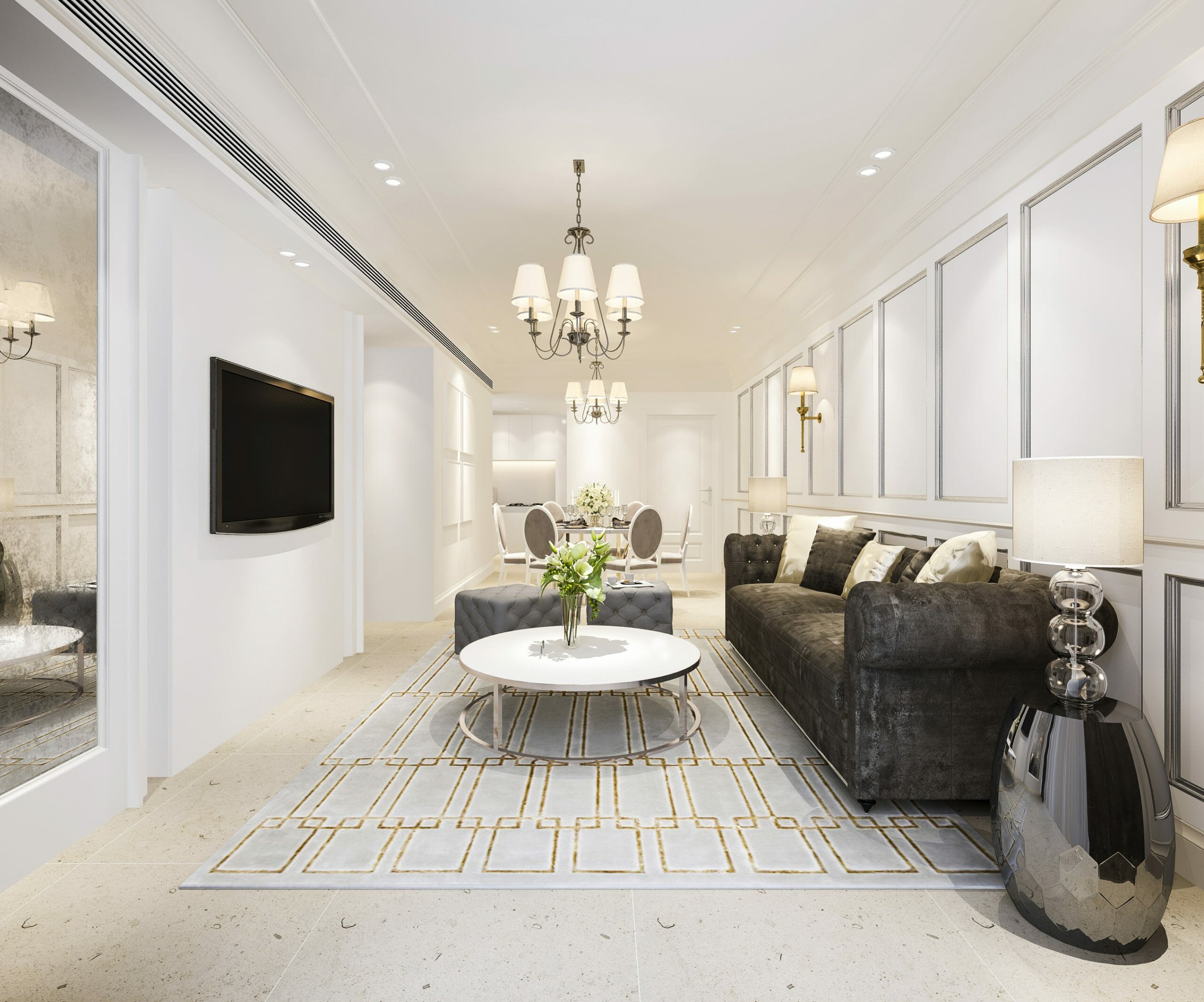 Ruang Tamu Warna Putih untuk Pencahayaan yang Maksimal