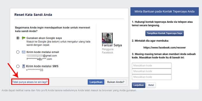 cara membuka facebook lupa kata sandi nomor hp tidak aktif dan email tidak aktif